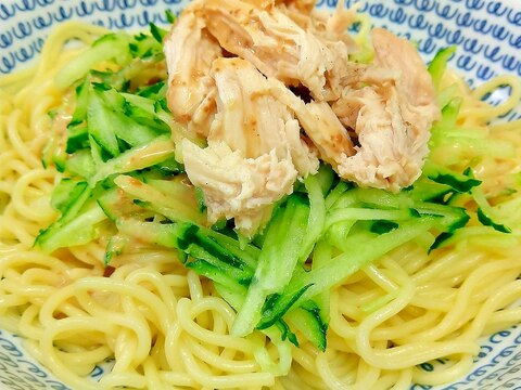 電子レンジdeバンバンジーときゅうりの冷やし中華♪